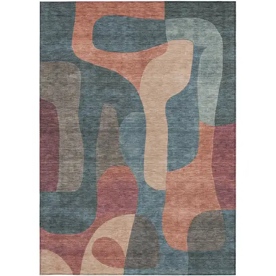 Sage And Pale Aqua Abstract Washable Indoor Outdoor Area Rug Photo 3