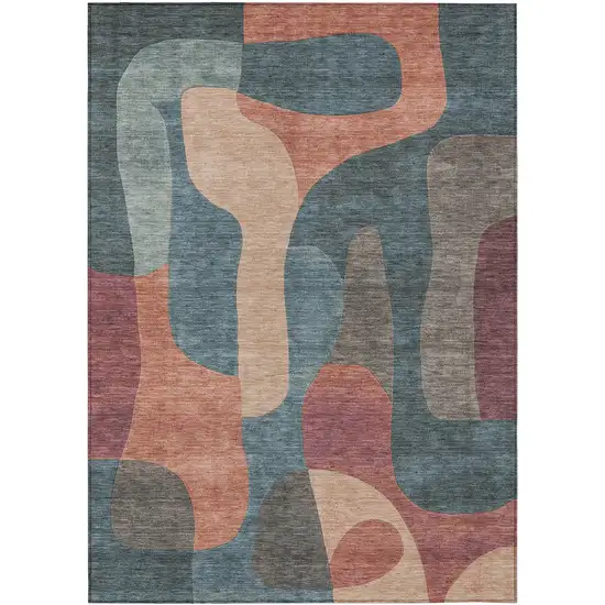 Sage And Pale Aqua Abstract Washable Indoor Outdoor Area Rug Photo 1