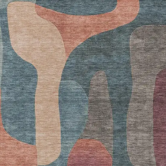 Sage And Pale Aqua Abstract Washable Indoor Outdoor Area Rug Photo 3