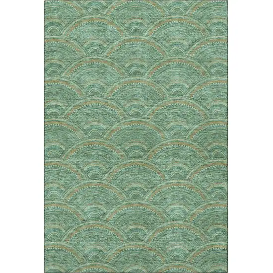 Sage And Peach Geometric Washable Area Rug With UV Protection Photo 3