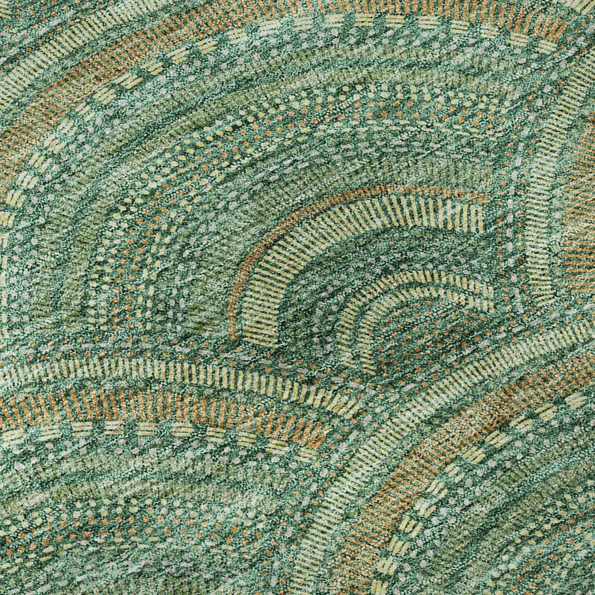 Sage And Peach Geometric Washable Area Rug With UV Protection Photo 8