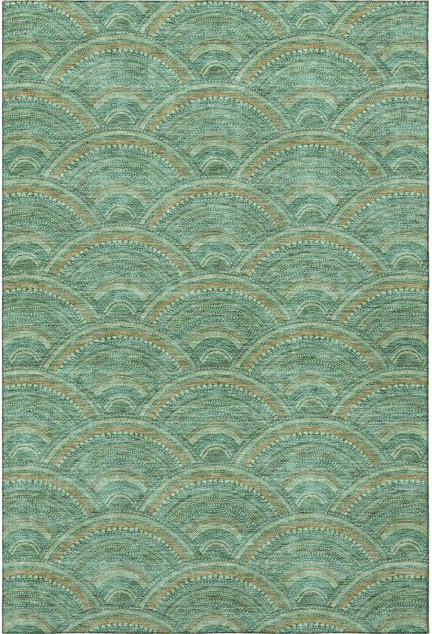 Sage And Peach Geometric Washable Area Rug With UV Protection Photo 2