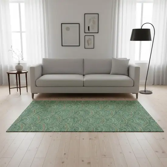 Sage And Peach Geometric Washable Area Rug With UV Protection Photo 2