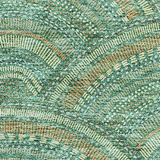 Sage And Peach Geometric Washable Area Rug With UV Protection Photo 2