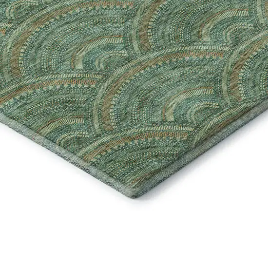 Sage And Peach Geometric Washable Area Rug With UV Protection Photo 7