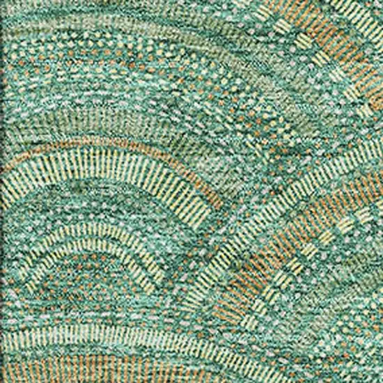 Sage And Peach Geometric Washable Area Rug With UV Protection Photo 2