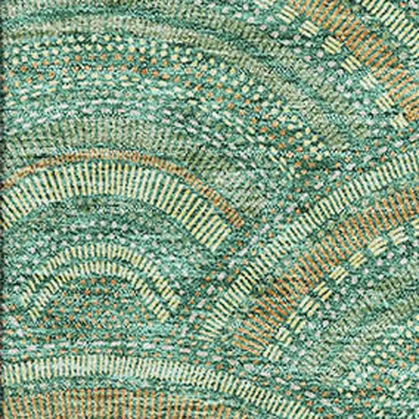 Sage And Peach Geometric Washable Area Rug With UV Protection Photo 2