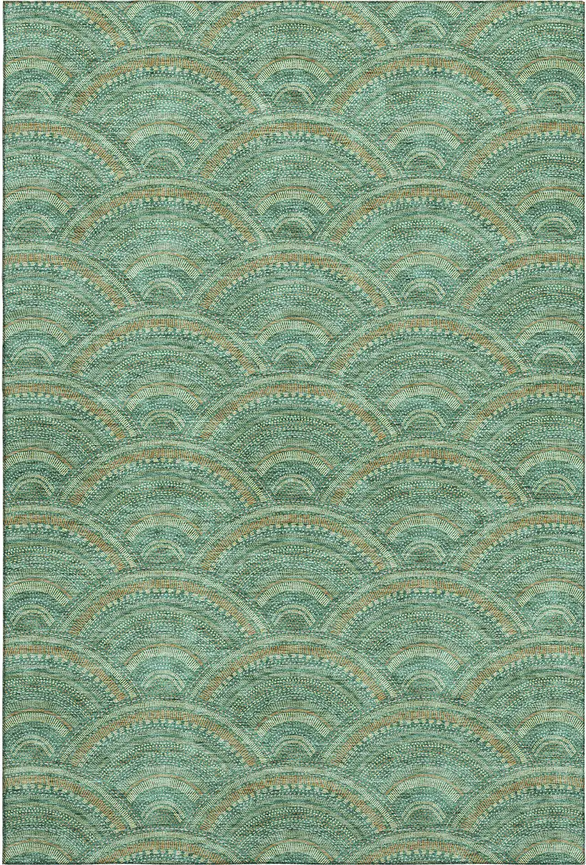 Sage And Peach Geometric Washable Area Rug With UV Protection Photo 1