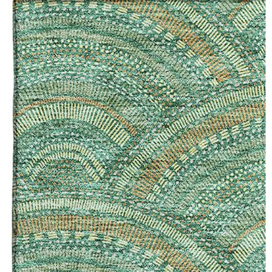Sage And Peach Geometric Washable Area Rug With UV Protection Photo 3