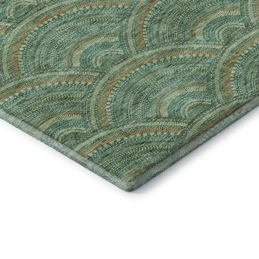 Sage And Peach Geometric Washable Area Rug With UV Protection Photo 7