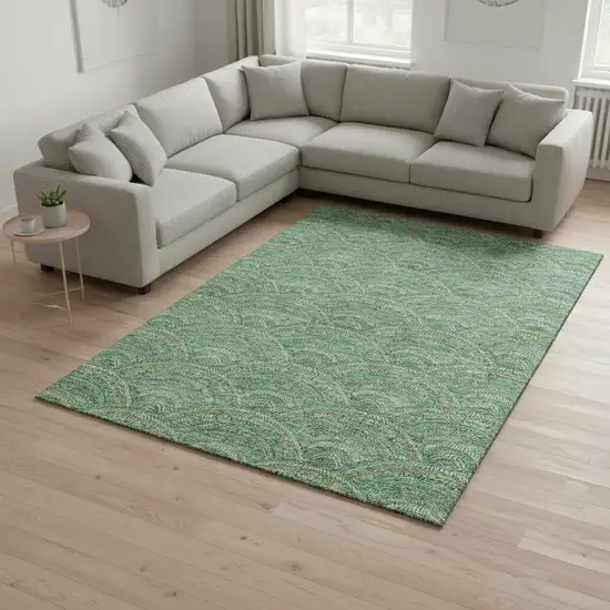 Sage And Peach Geometric Washable Area Rug With UV Protection Photo 2