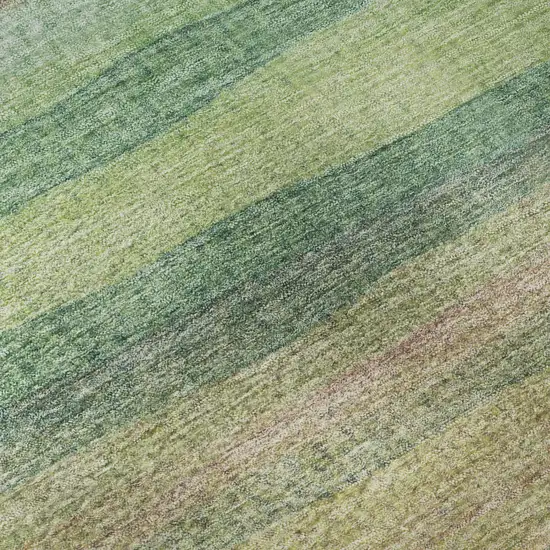 Sage And Peach Striped Washable Area Rug With UV Protection Photo 8