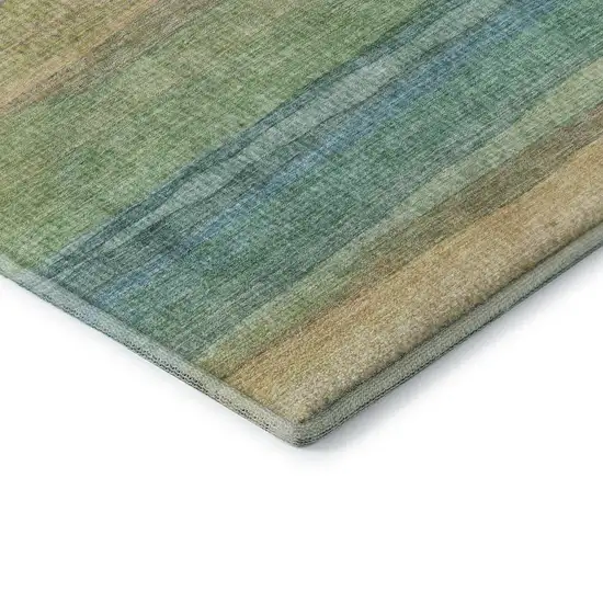 Sage And Peach Striped Washable Area Rug With UV Protection Photo 7