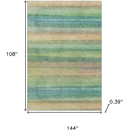 Sage And Peach Striped Washable Area Rug With UV Protection Photo 9
