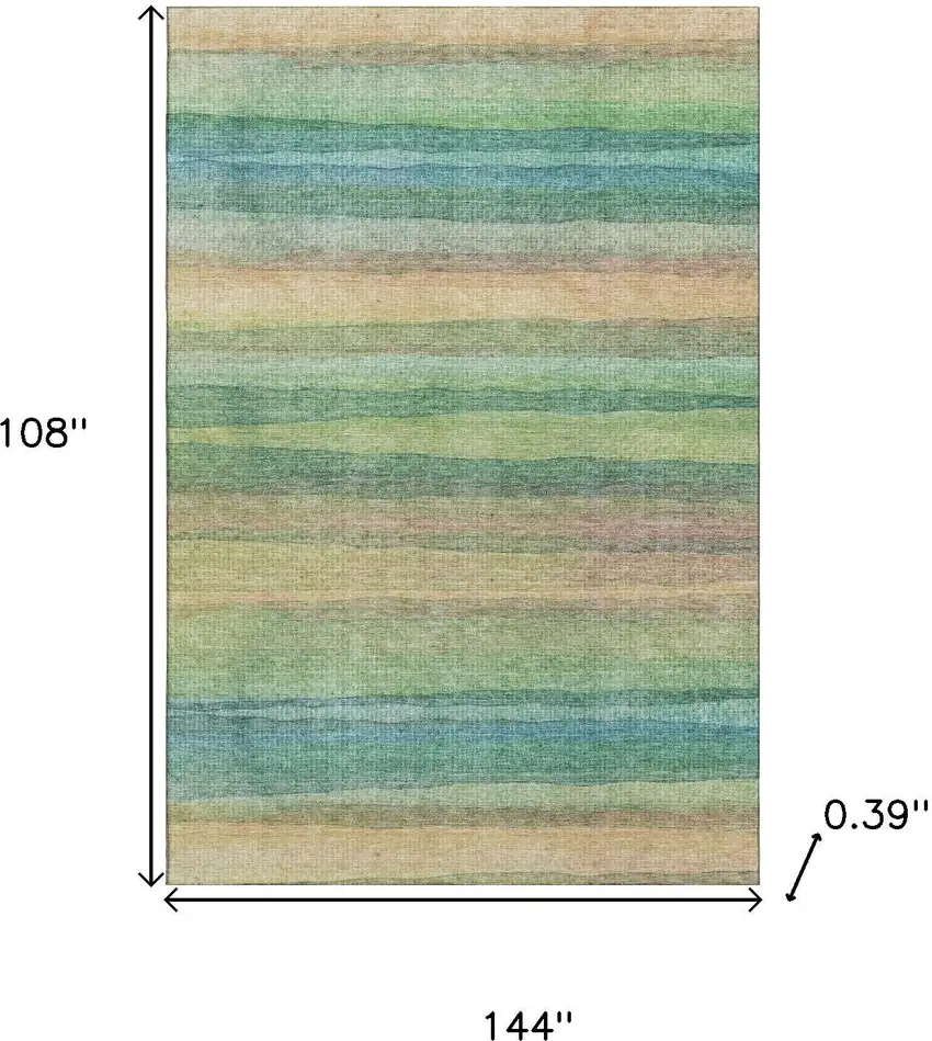 Sage And Peach Striped Washable Area Rug With UV Protection Photo 9