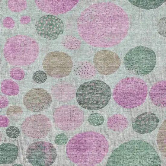 Sage And Pink Geometric Washable Indoor Outdoor Area Rug Photo 3