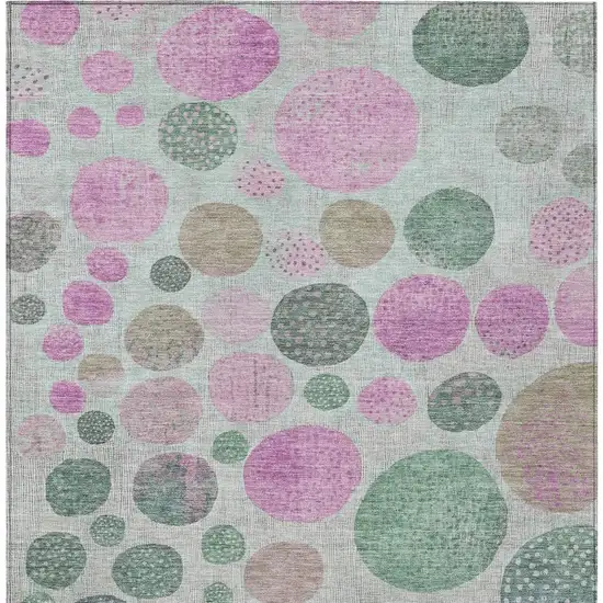Sage And Pink Geometric Washable Indoor Outdoor Area Rug Photo 4