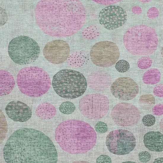 Sage And Pink Geometric Washable Indoor Outdoor Area Rug Photo 3
