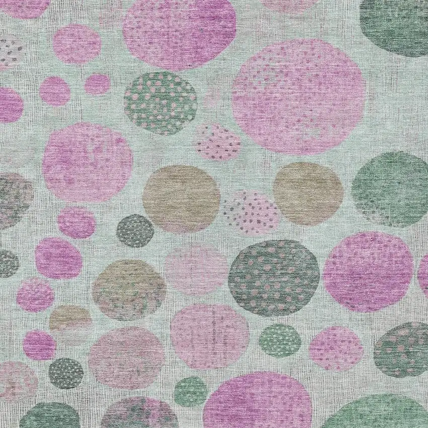 Sage And Pink Geometric Washable Indoor Outdoor Area Rug Photo 3