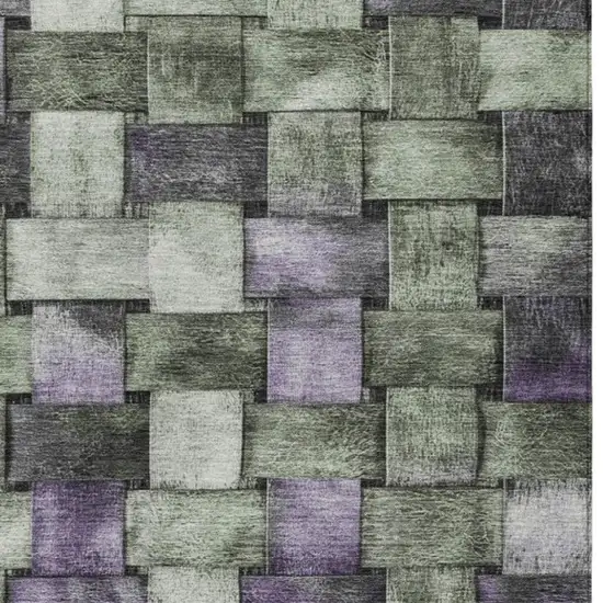 Sage And Purple Striped Washable Indoor Outdoor Area Rug Photo 6