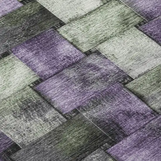 Sage And Purple Striped Washable Indoor Outdoor Area Rug Photo 8