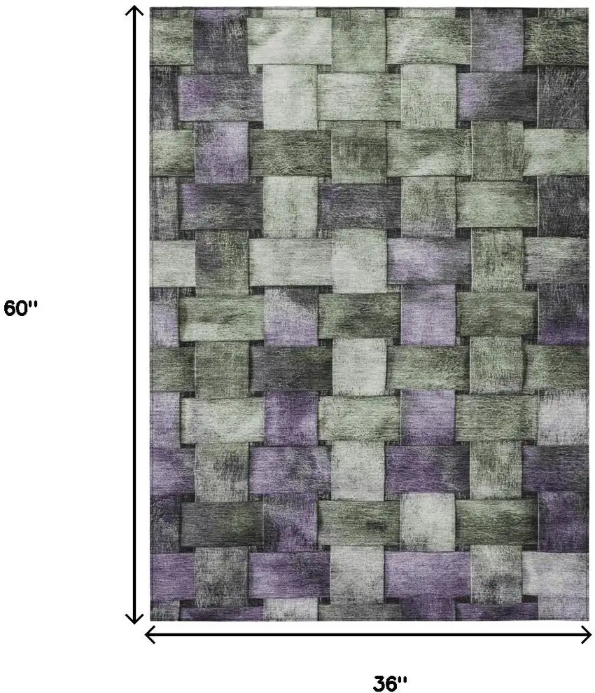 Sage And Purple Striped Washable Indoor Outdoor Area Rug Photo 9