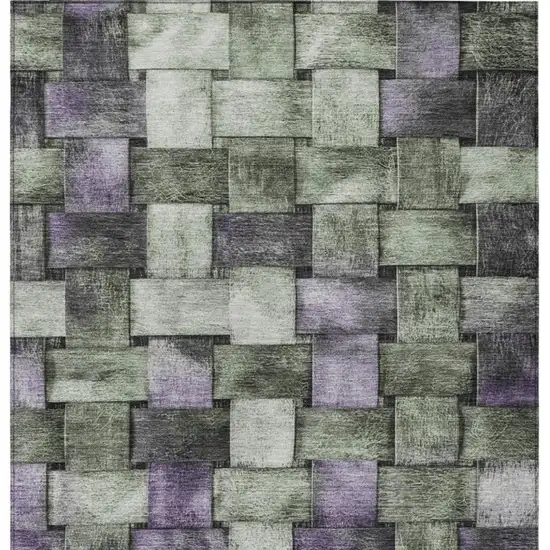 Sage And Purple Striped Washable Indoor Outdoor Area Rug Photo 4