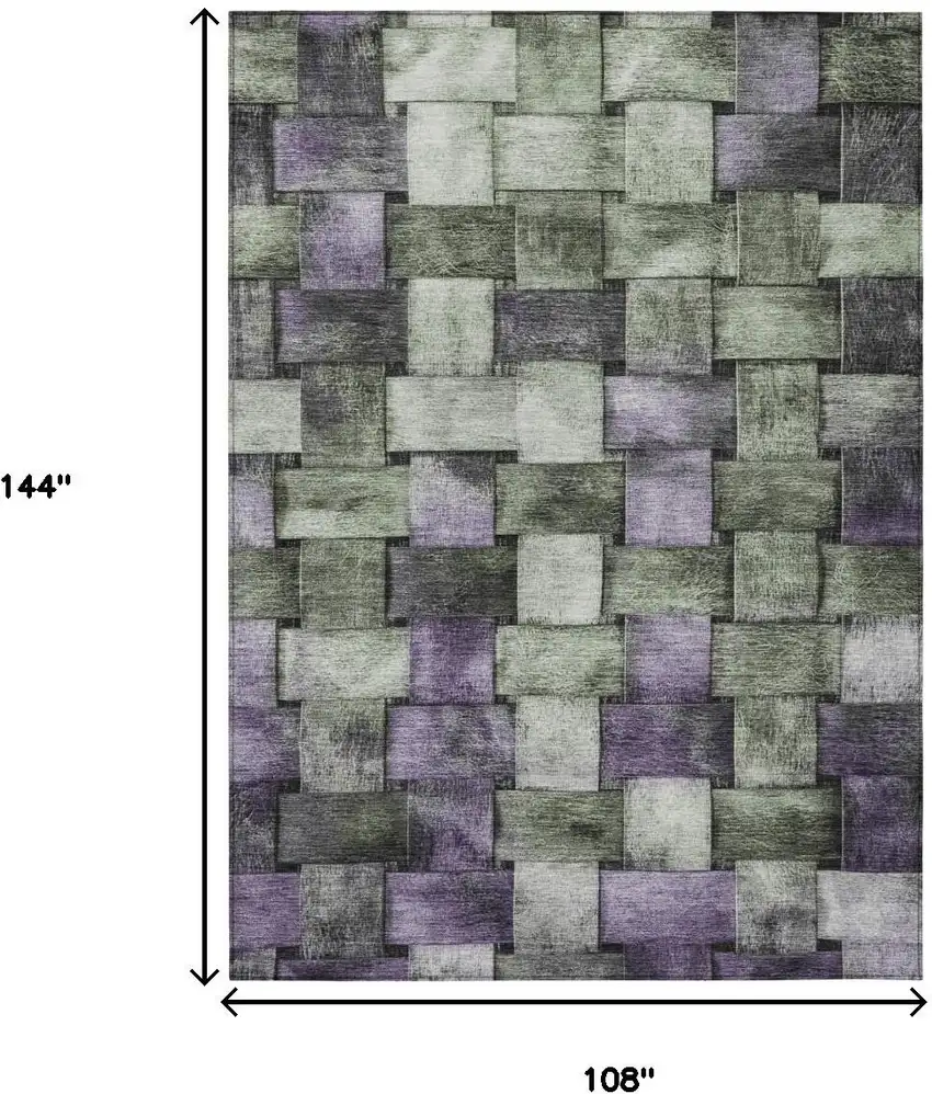 Sage And Purple Striped Washable Indoor Outdoor Area Rug Photo 9