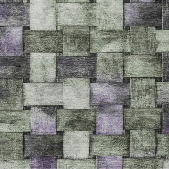 Sage And Purple Striped Washable Indoor Outdoor Area Rug Photo 6