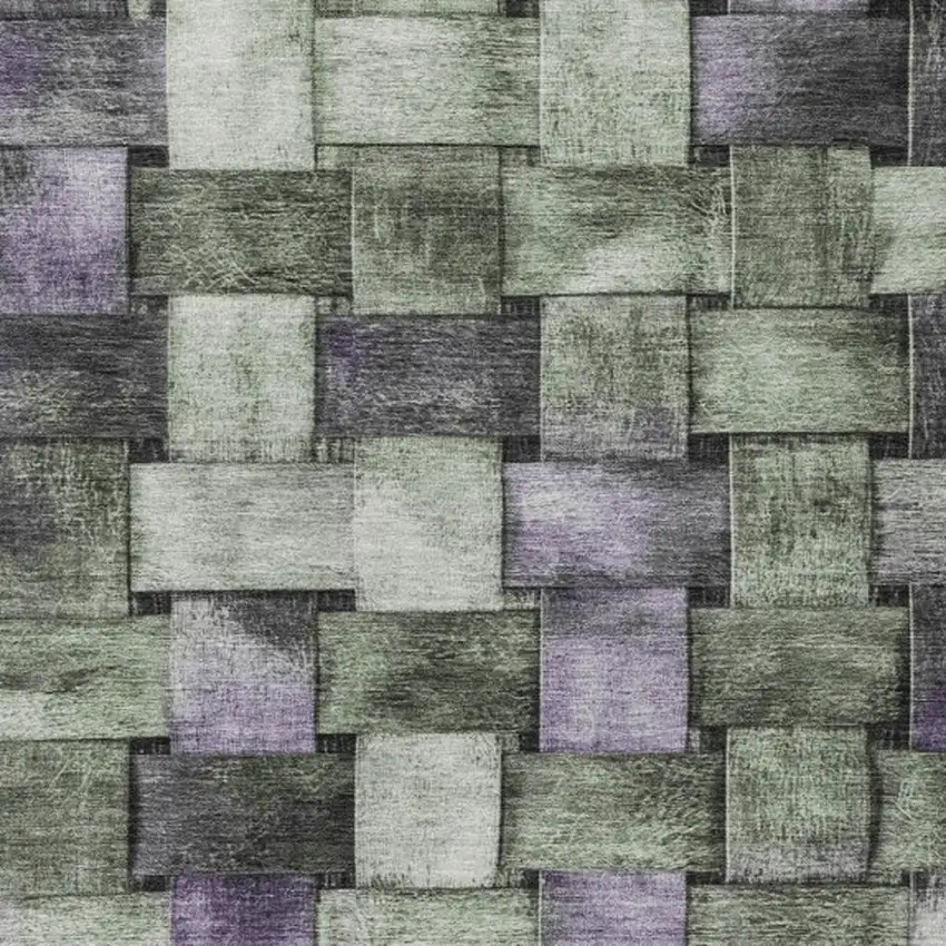 Sage And Purple Striped Washable Indoor Outdoor Area Rug Photo 6