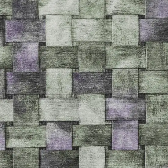 Sage And Purple Striped Washable Indoor Outdoor Area Rug Photo 4