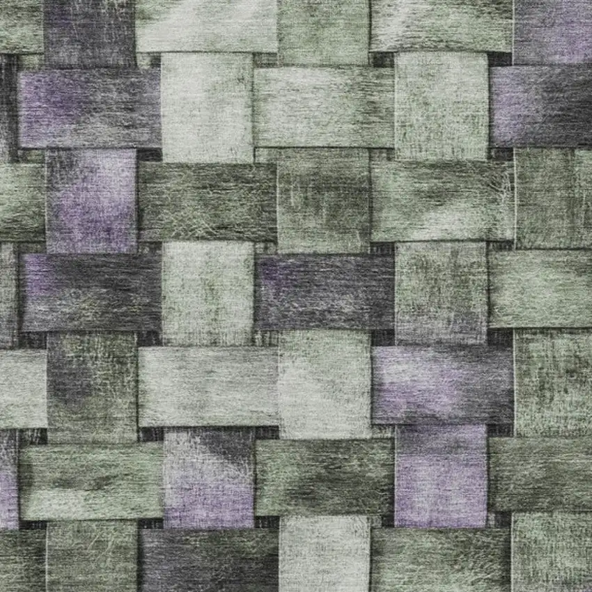 Sage And Purple Striped Washable Indoor Outdoor Area Rug Photo 4