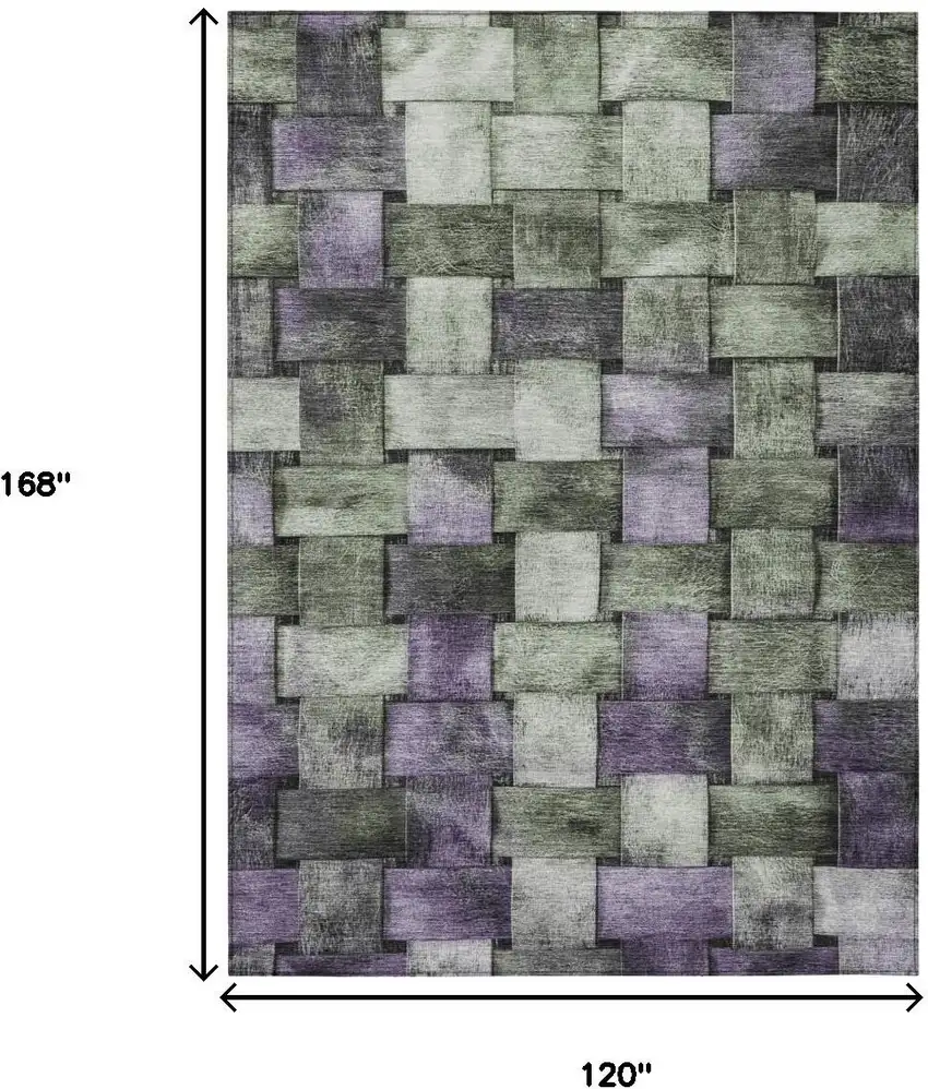 Sage And Purple Striped Washable Indoor Outdoor Area Rug Photo 9