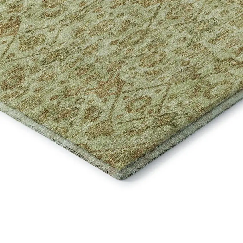 Sage And Salmon Floral Washable Area Rug With UV Protection Photo 7