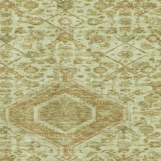 Sage And Salmon Floral Washable Area Rug With UV Protection Photo 2