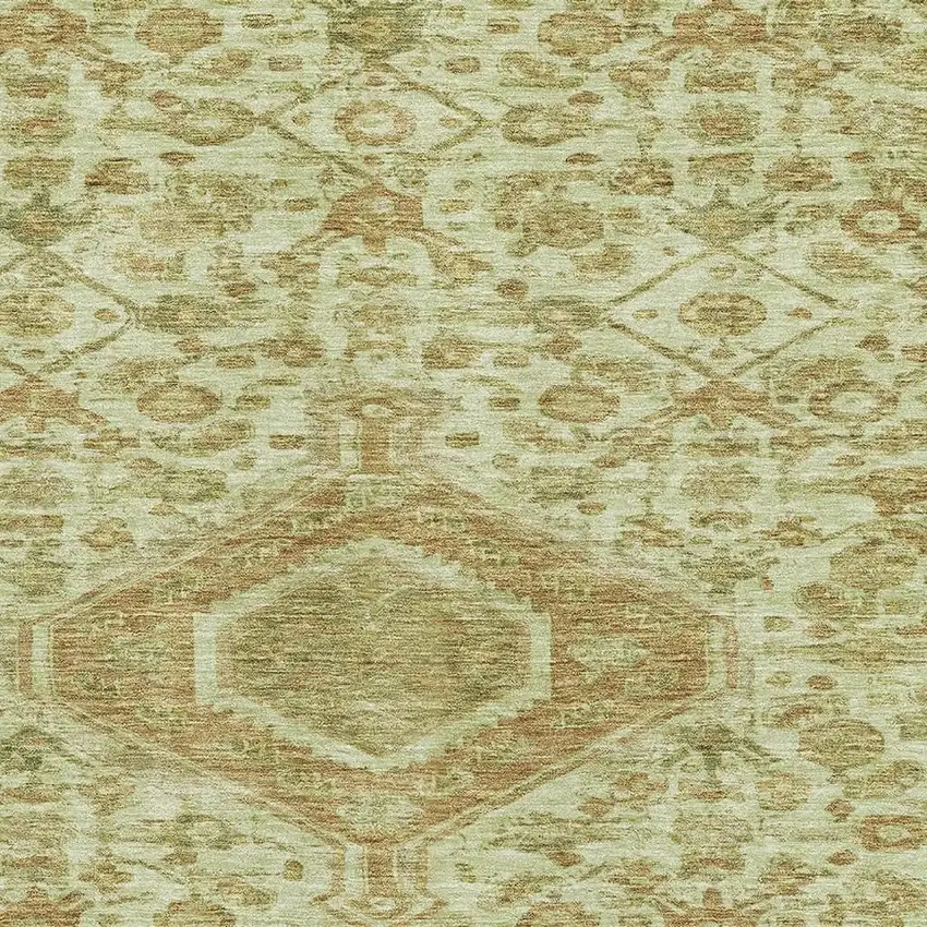 Sage And Salmon Floral Washable Area Rug With UV Protection Photo 2