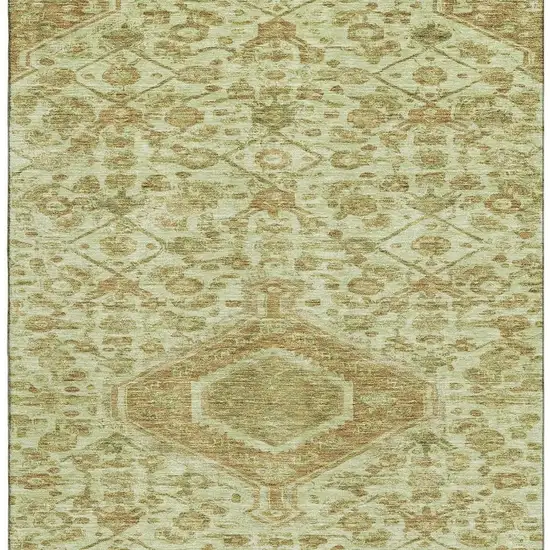 Sage And Salmon Floral Washable Area Rug With UV Protection Photo 3