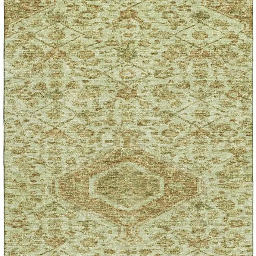 Sage And Salmon Floral Washable Area Rug With UV Protection Photo 3
