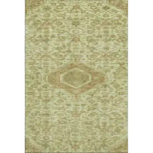 Photo of Sage And Salmon Floral Washable Area Rug With UV Protection