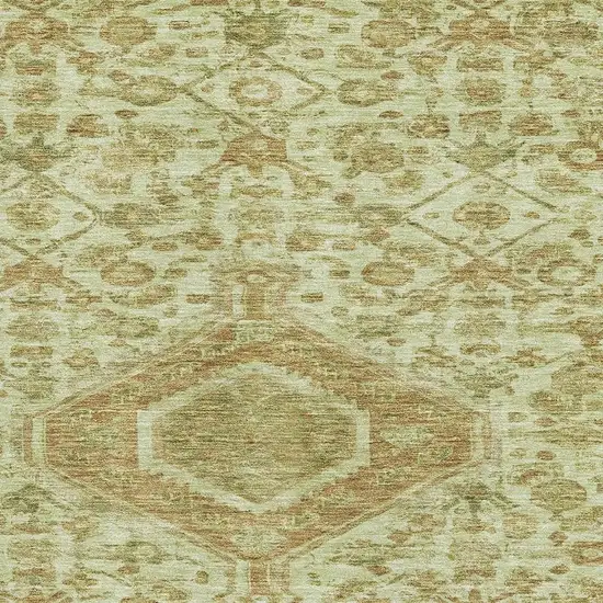 Sage And Salmon Floral Washable Area Rug With UV Protection Photo 2