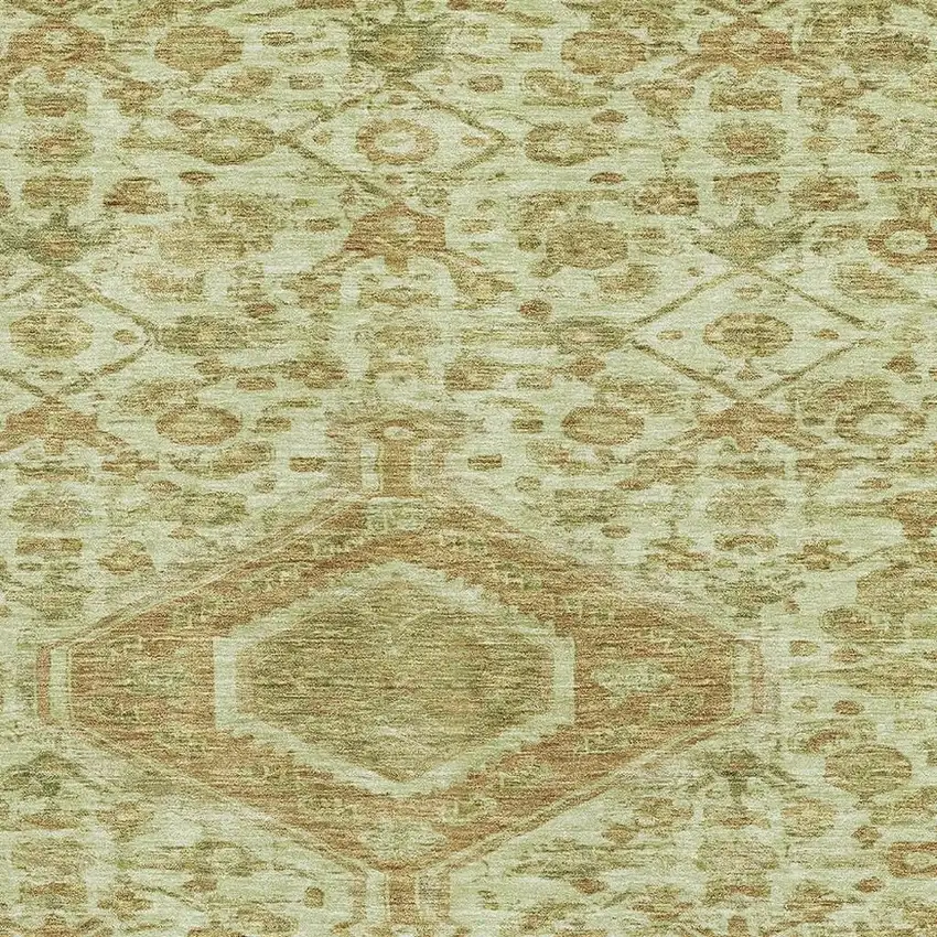 Sage And Salmon Floral Washable Area Rug With UV Protection Photo 2