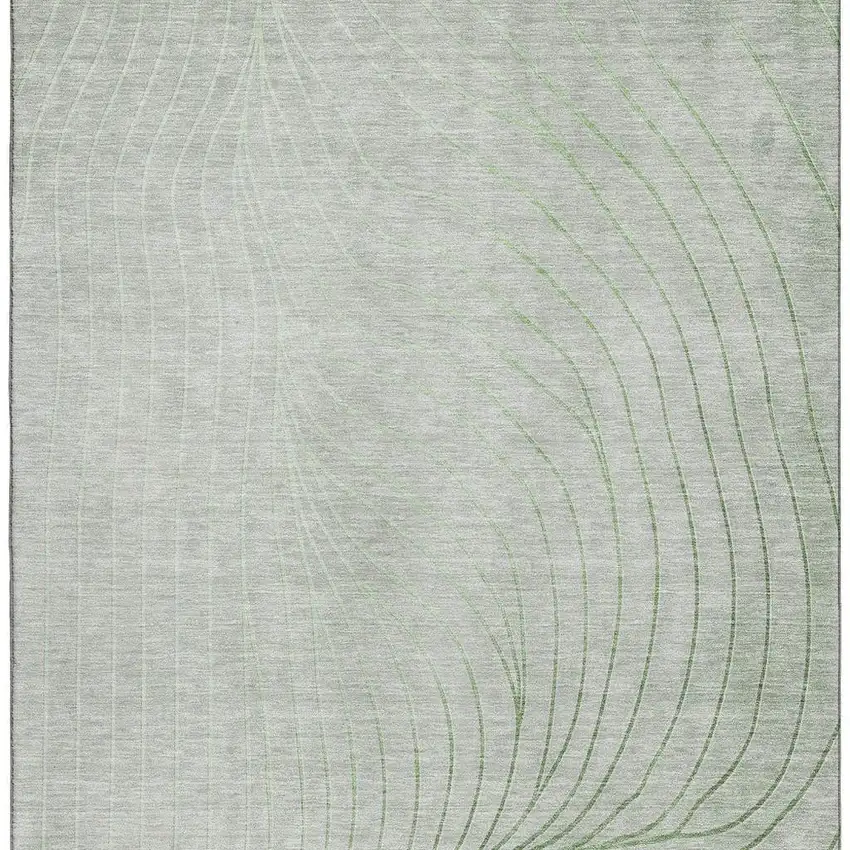 Sage And Silver Abstract Washable Area Rug With UV Protection Photo 4