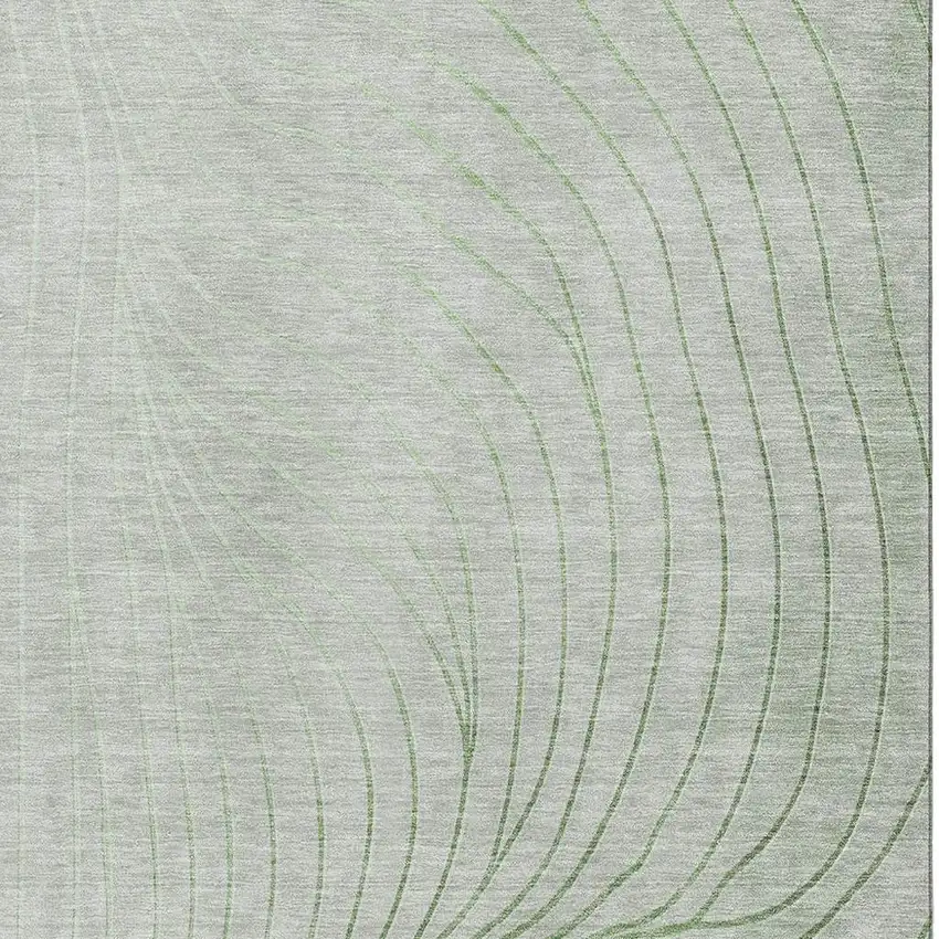 Sage And Silver Abstract Washable Area Rug With UV Protection Photo 3