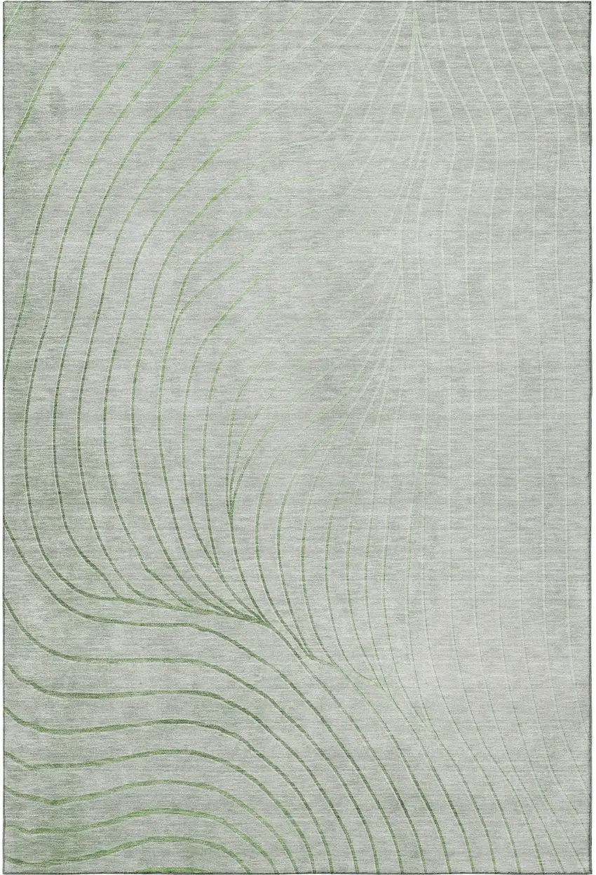 Sage And Silver Abstract Washable Area Rug With UV Protection Photo 4