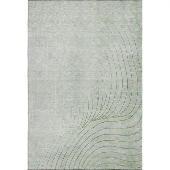 Sage And Silver Abstract Washable Area Rug With UV Protection Photo 1