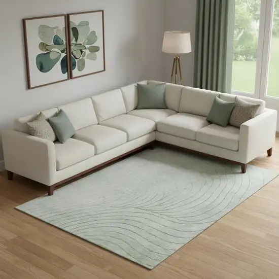 Sage And Silver Abstract Washable Area Rug With UV Protection Photo 2