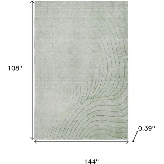 Sage And Silver Abstract Washable Area Rug With UV Protection Photo 9