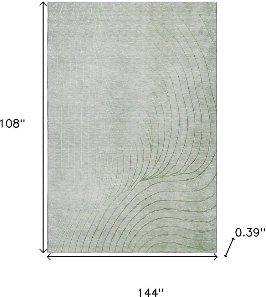 Sage And Silver Abstract Washable Area Rug With UV Protection Photo 9