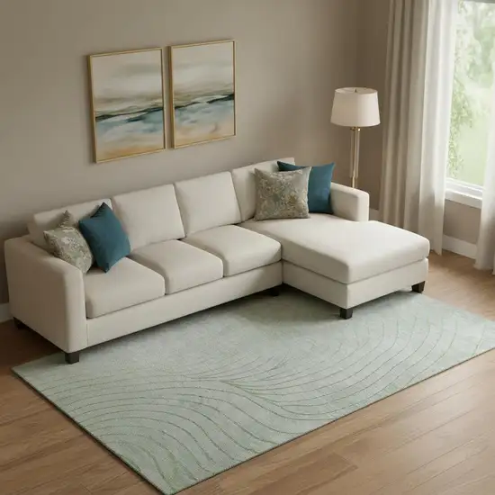 Sage And Silver Abstract Washable Area Rug With UV Protection Photo 2