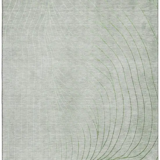 Sage And Silver Abstract Washable Area Rug With UV Protection Photo 4
